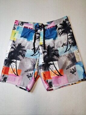 OP Men's Multicolor Palm & Surf Board Shorts